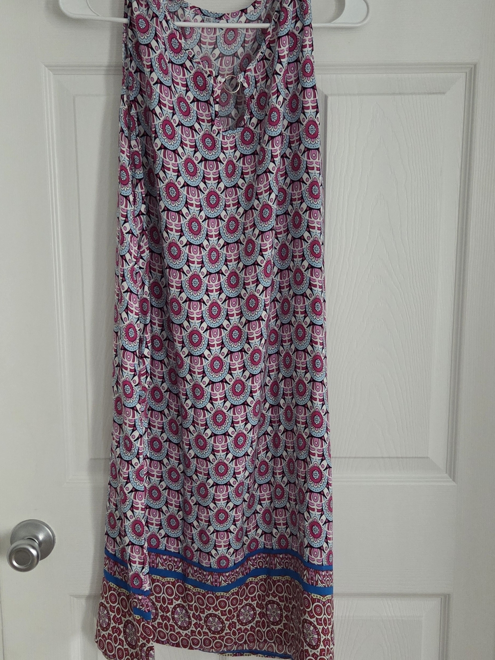 Source Unknown Floral Medallion Maxi Skirt in Pink & Blue